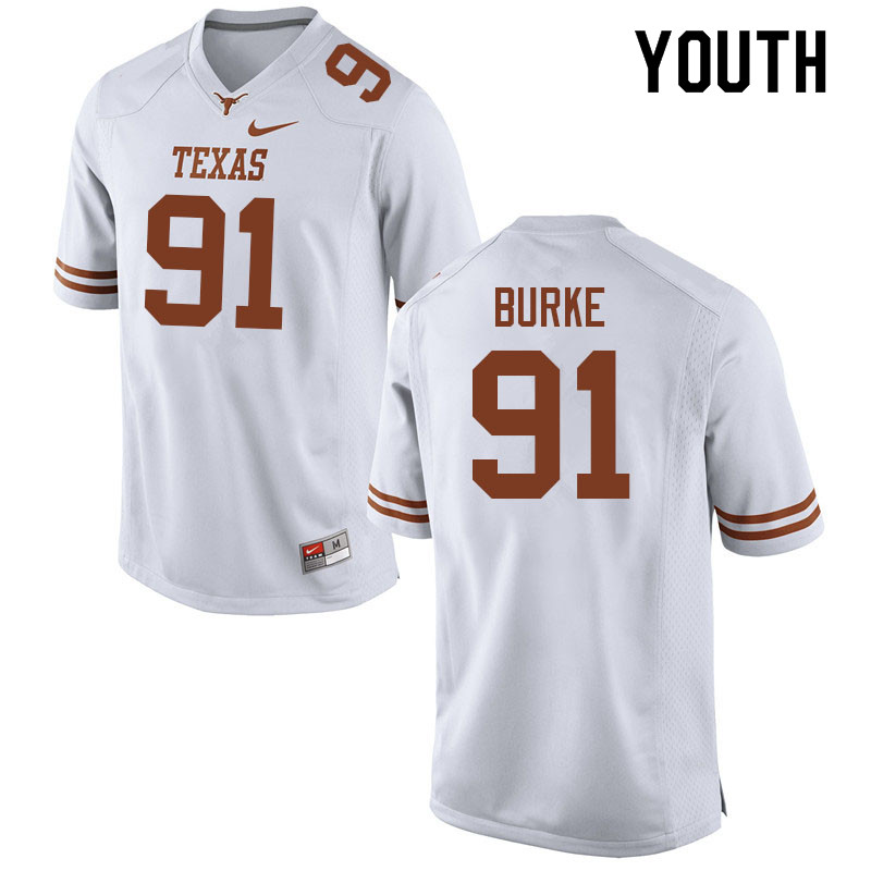 Youth #91 Ethan Burke Texas Longhorns College Football Jerseys Sale-White